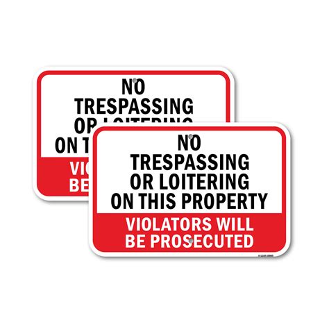 Signmission No Trespassing Or Loitering On This Property Aluminum Sign