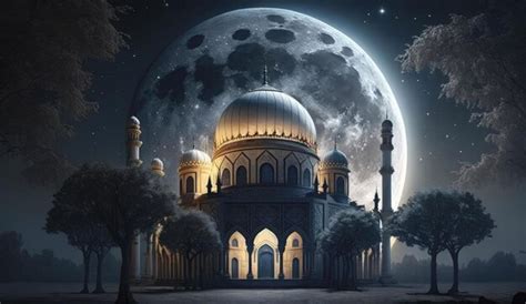 Premium Photo | View of the mosque mosque in night mosque at night