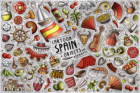 Spain Cartoon Objects And Symbols Collection Design Cuts