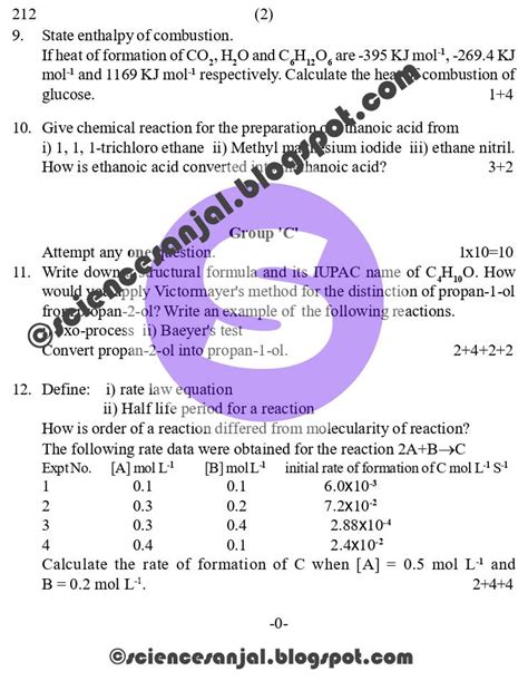 Chemistry Grade 12 Xii Model Question Paper 2077 2020 Subject Code 212 Neb Download