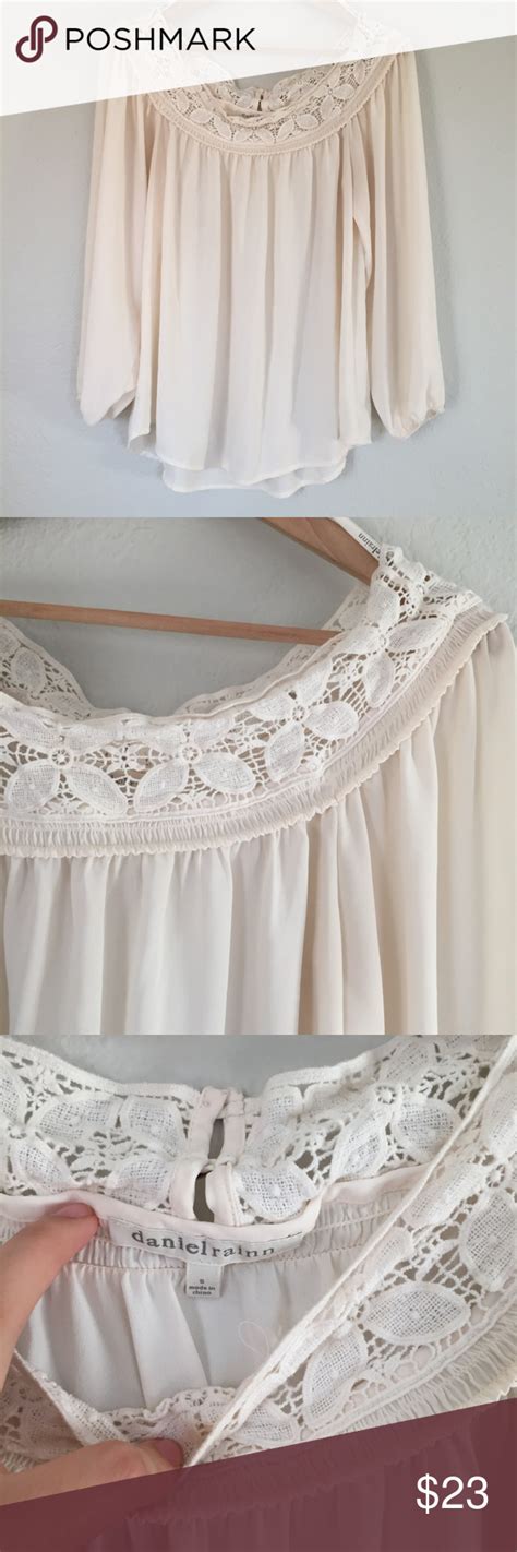 Daniel Rainn Ivory Crochet Trim Off Shoulder Top Ivory Crochet