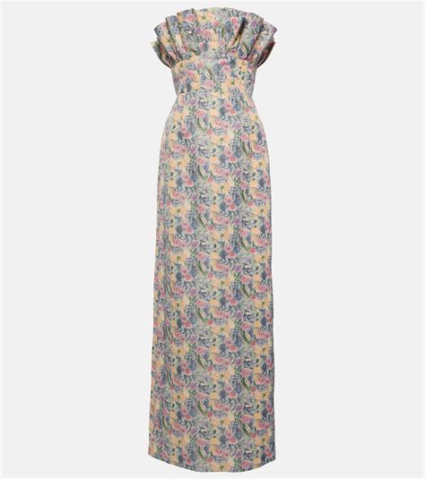 Demetra Floral Linen Blend Gown In Multicoloured Markarian Mytheresa