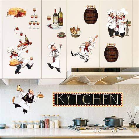 Decalmile Chef Kitchen Wall Decals Wine Food Quotes Wall Stickers