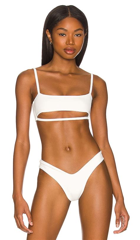 Indah Leann Cut Out Bikini Top In White ModeSens