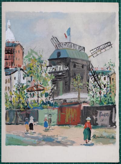 Maurice Utrillo Le Moulin De La Galette 1950 Pochoir Procédé