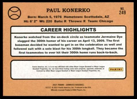 2021 Panini Donruss Retro 1987 Independence Day 249 Paul Konerko For