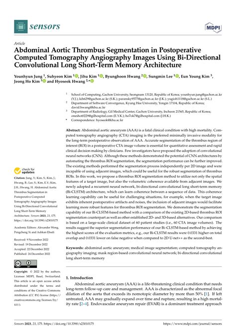 PDF Abdominal Aortic Thrombus Segmentation In Postoperative Computed