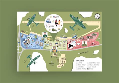 Colourful Illustrated Maps for the IWM's Duxford Air Show