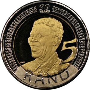 Muntstuk 5 Rand Nelson Mandela 90 Years Suid Afrika 1994 Today