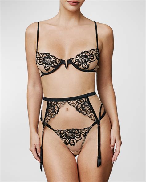 Kiki De Montparnasse Cezanne Embroidered Mesh Garter Belt Neiman Marcus