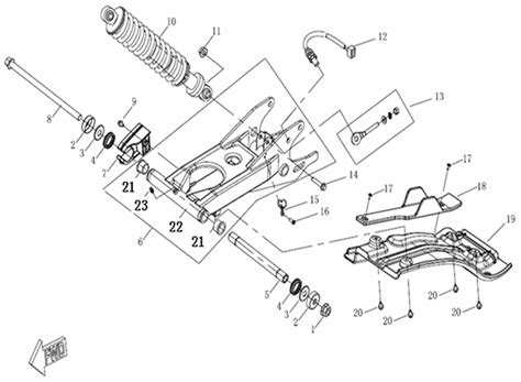 Schwinge Baugruppen Rahmen Overland Aeon Quad Ersatzteile