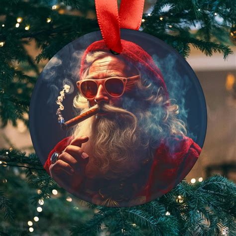 Santa Smoking Cigar Ornament Cigar Box T For Dad Tobacco Cigar Case