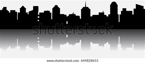 Black Vector City Silhouette Reflection Vector Stock Vector Royalty