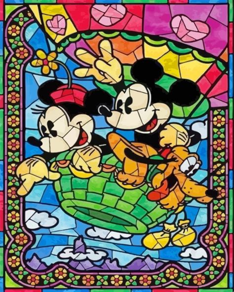 Micky And Minnie Stained Glass 5D Diamond Painting