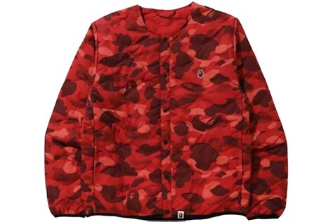 Bape Color Camo Lightweight Down Jacket Red Mens Ss23 Us