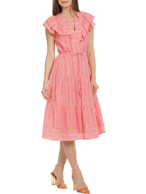 Buy Maggy London Linen Blend Metallic Midi Dress Pink At 70 Off