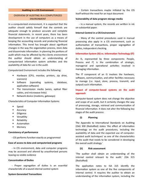 Cis Module Audit Of Cis Environment Auditing In A Cis Environment