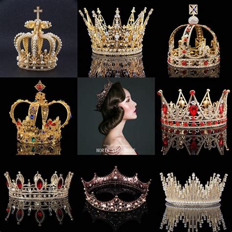 Vintage Baroque Crown Queen Bridal Headpieces Wedding Tiaras 23 Styles