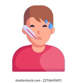 Sick Boy Thermometer Concept Checking Fever Stock Vector (Royalty Free) 2276645691 | Shutterstock