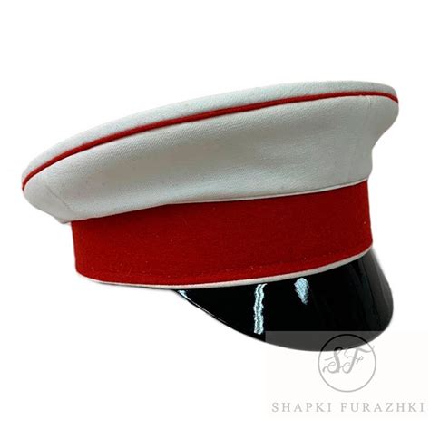 Фуражка историческая белая с красным околом и кантом HC048