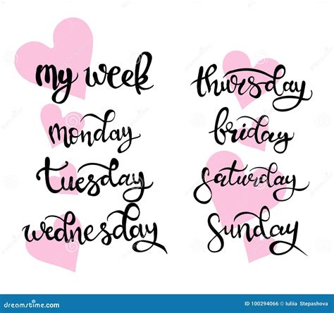 Days Of The Week Calligraphy