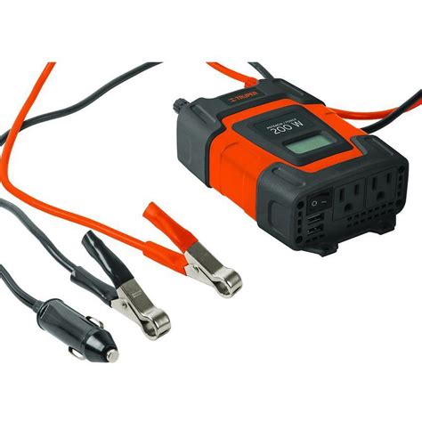 Inversor De Corriente 200 W Para Carro Con Usb Y 2 Enchufes Truper