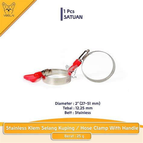 Jual Stainless Klem Selang Kuping Hose Clamp With Handle 2 Inch Di