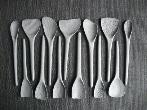 Dark Grey Textured Porcelain Spoons Ceramic Spoons Ceramic Cutlery