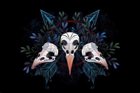 Forest Bird Skulls By Blackmoon9 Thehungryjpeg