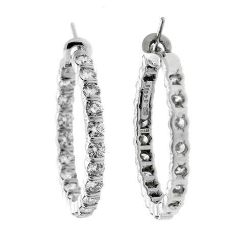 Harry Winston 546 Carat Diamond Platinum Hoop Earrings At 1stdibs Harry Winston Hoop Earrings