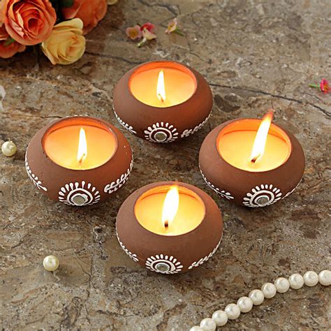 Buy Send Handcrafted Brown Colour Matki Diyas Online Fnp