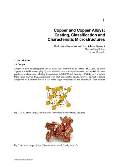 Pdf Copper And Copper Alloys Casting Classification And