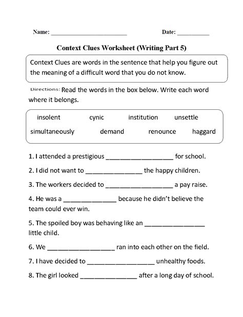 Context Clues Worksheet 3rd Grade