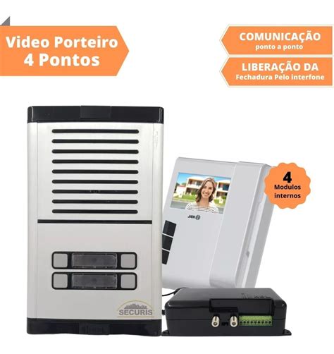 Kit Video Porteiro Eletronico Hdl Coletivo 4 Pontos Predial Mebuscar