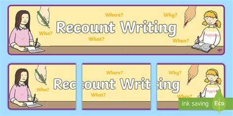 Recount Writing Banner Teacher Made Twinkl