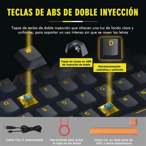 Teclado Mec Nico Juegos Interruptores Azules Ergon Mica Sangkee