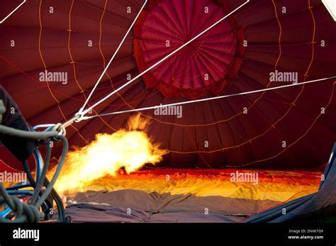 Ballooning View Of The Flame Inside Of A Hot Air Balloon Being Inflated Hot Air Balloon