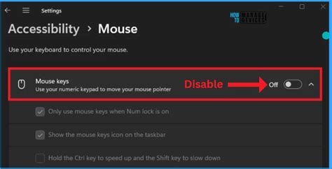 Enable Or Disable Mouse Keys Using The Numeric Keypad Num Lock In