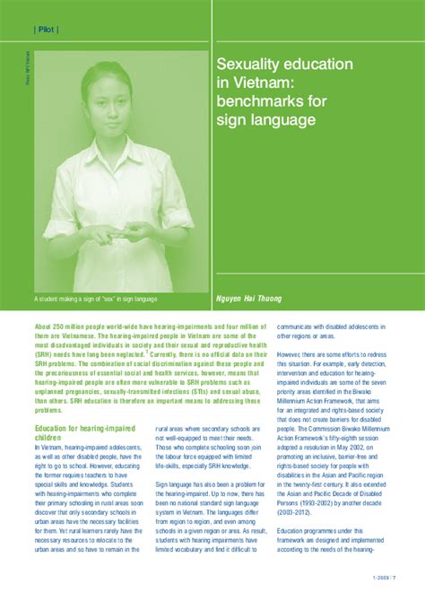 Pdf Sexuality Education In Vietnam Benchmarks For Sign Language Nguyen Hai Thuong