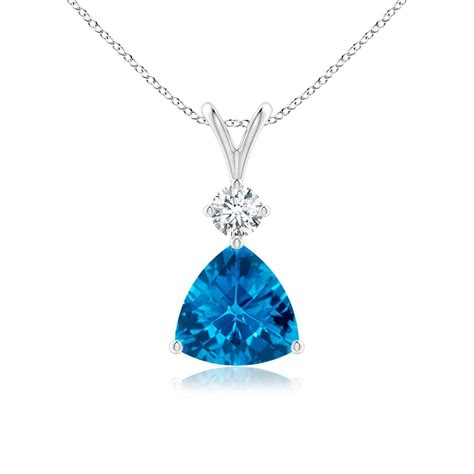 Buy Angara Trillion Checker Cut Swiss Blue Topaz Solitaire Pendant 8mm