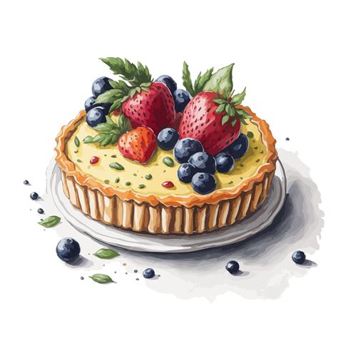 Premium Vector Watercolor Vector Neenish Tart Pastry Clipart Editable