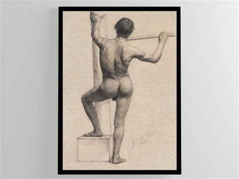 Gustav Klimt Male Nude With Left Foot On A Pedestal Etsy