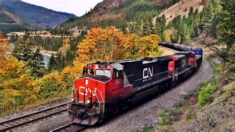 Busy Cn Cpkc Freight Trains Working Thru The Fraser Canyon Youtube