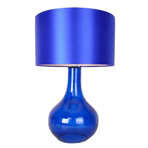 Modern Electric Blue Glass Contemporary Table Bedside Lamp Light Ebay