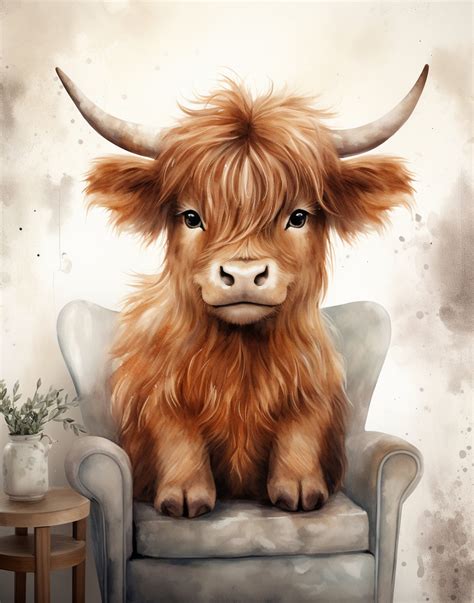 3 Watercolor Highland Cow Nursery Jpegs Highland Cow Nursery Etsy