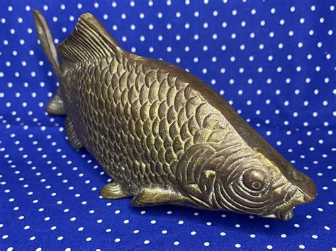 Vintage Brass Fish Statue Etsy