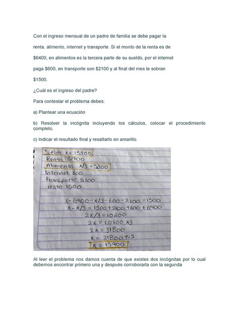 Con El Ingreso Mensual De Un Padre De Familia Se Debe Si El Monto De