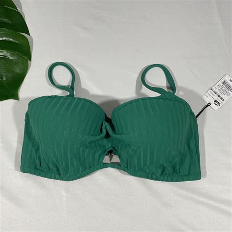 NWT 32 Shade Shore 36C Ribbed Cut Out Bralette Bikini Top In