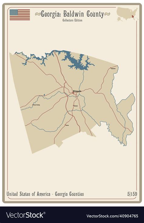 Map Of Baldwin County In Georgia Royalty Free Vector Image