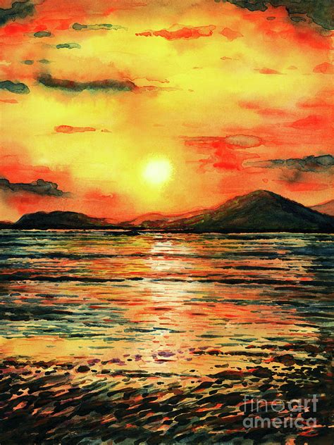 Orange Sunset Painting By Zaira Dzhaubaeva Fine Art America